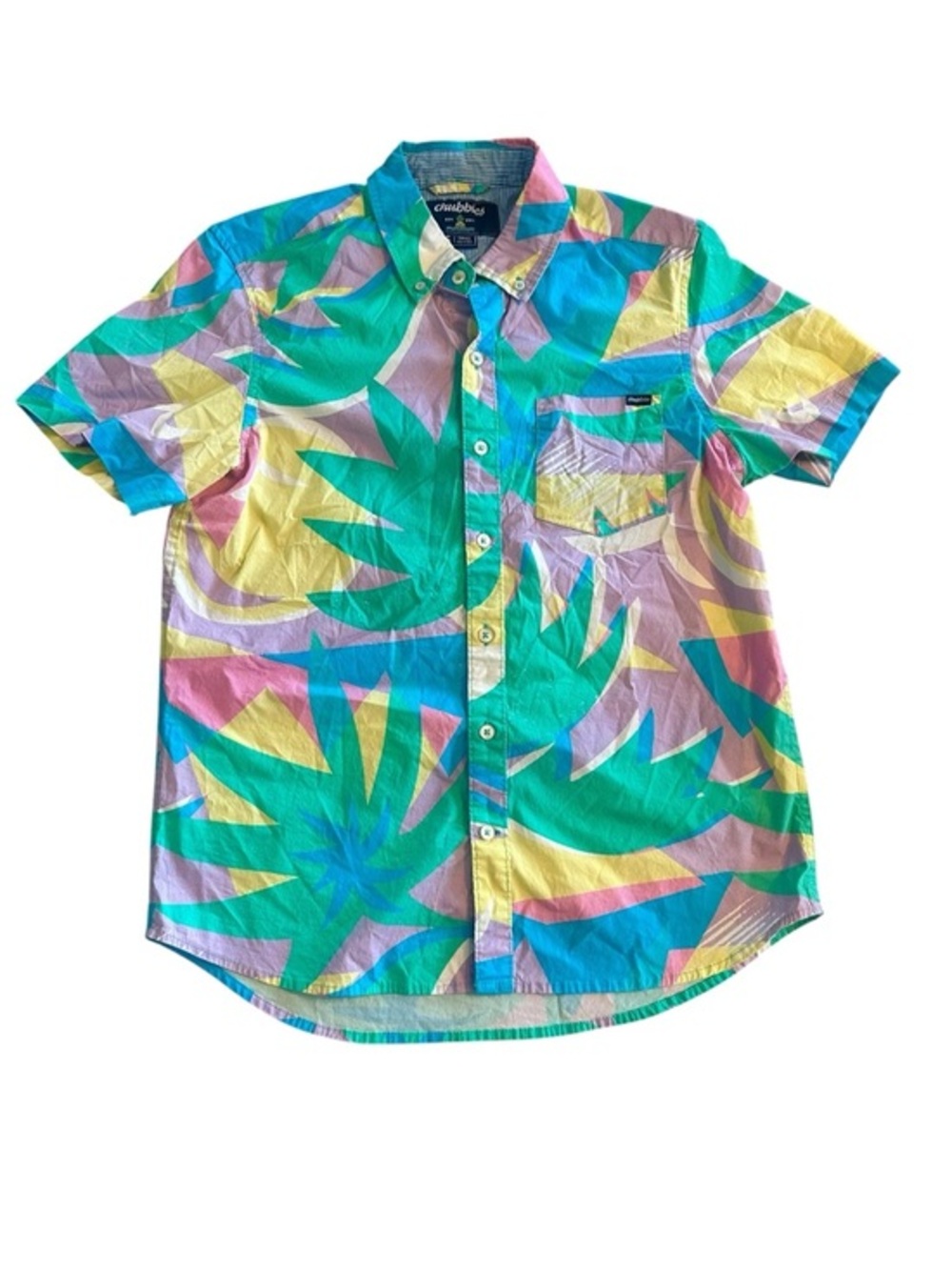 Chubbies The Surfside Friday Short Sleeve Button Up Shirt - Mens Small Hawaiian